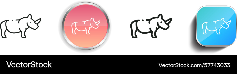 Rhino icon thin linear regular and button style Rhino icon thin linear regular and button style vector image