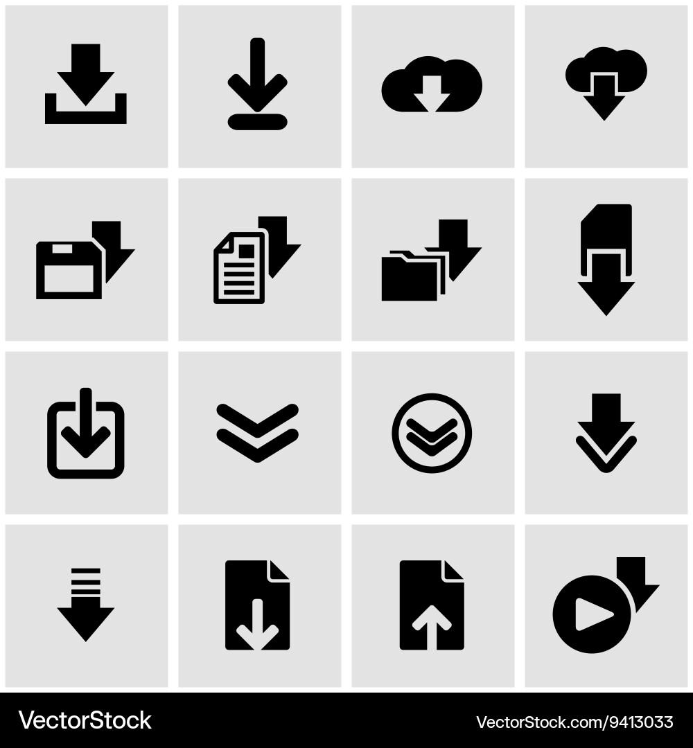 Schwarzer Download-Symbol-Set Vektorbild