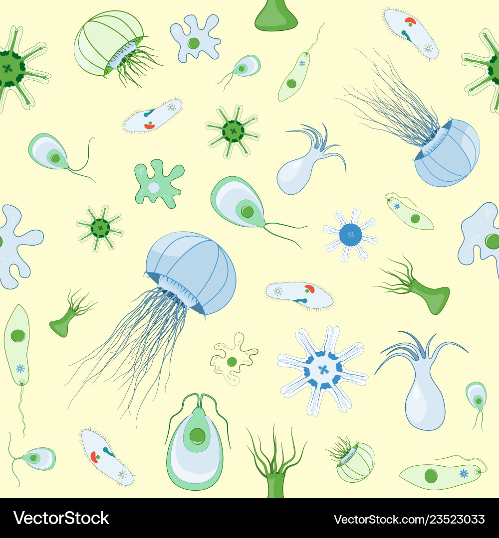 Seamless patterns with jellyfish amoeba Seamless patterns with jellyfish amoeba vector image