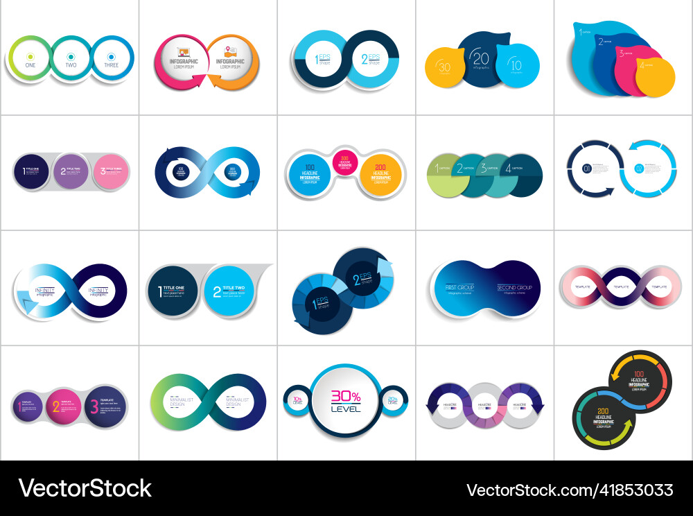 Set of Round Circle Diagrams & Charts vector image
