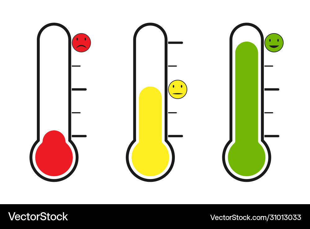 Set thermometer with different temperature vector image
