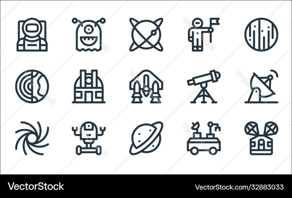 Space line icons linear set quality Space line icons linear set quality vector image