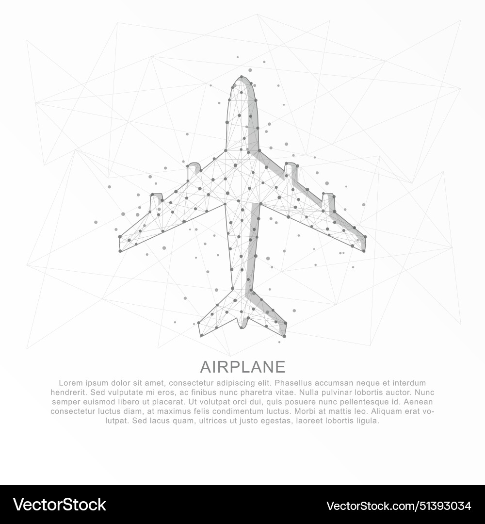 Airplane abstract mesh line shape and scattered Airplane abstract mesh line shape and scattered vector image