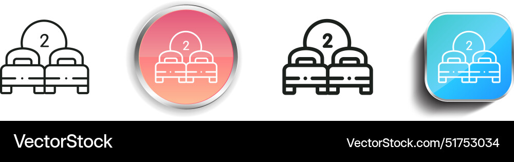 Beds icon thin linear regular and button style vector image