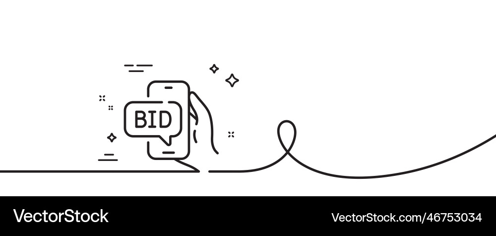 Bid offer line icon auction sign continuous Bid offer line icon auction sign continuous vector image