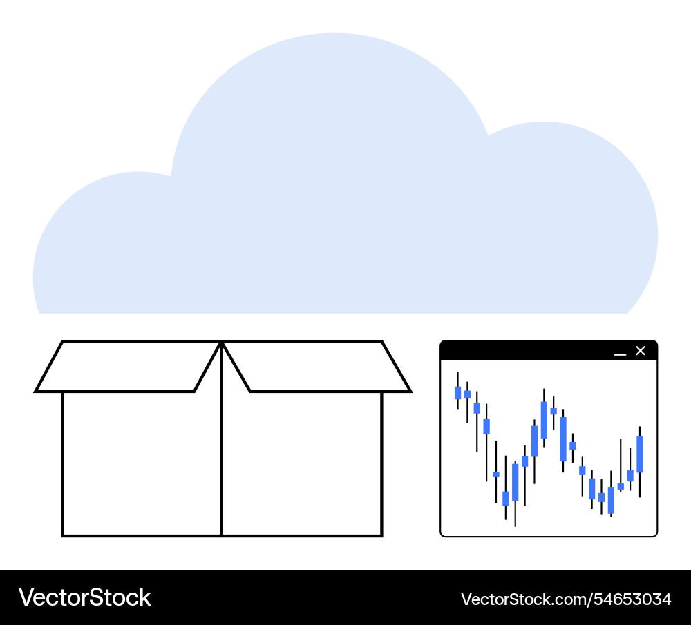 Cloud computing concept with open box Cloud computing concept with open box Vector Image
