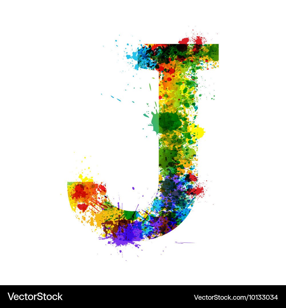 Color paint splashes gradient font Vector Image