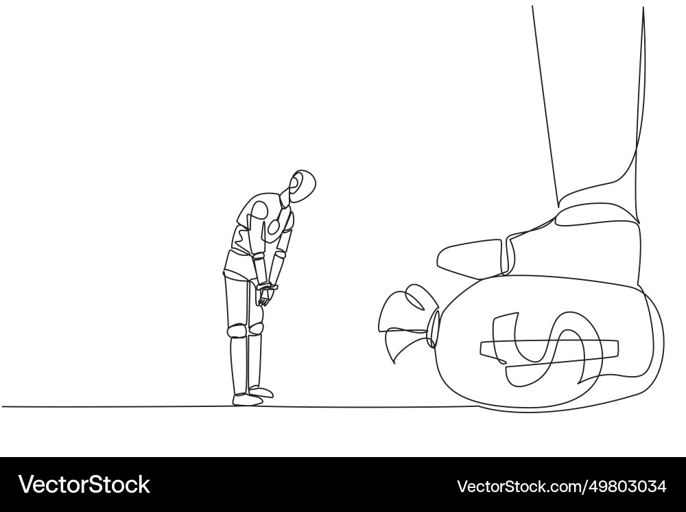 Continuous one line drawing smart robot nodded Vector Image