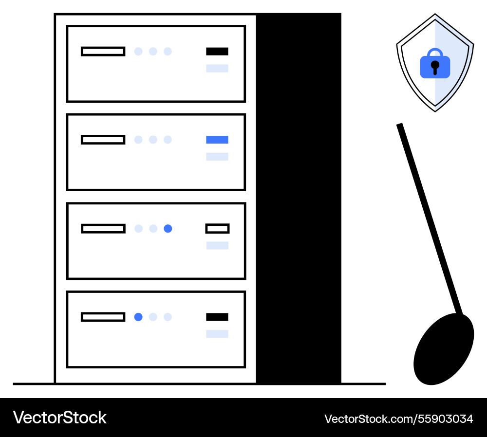 Data security and privacy concept with server Data security and privacy concept with server vector image