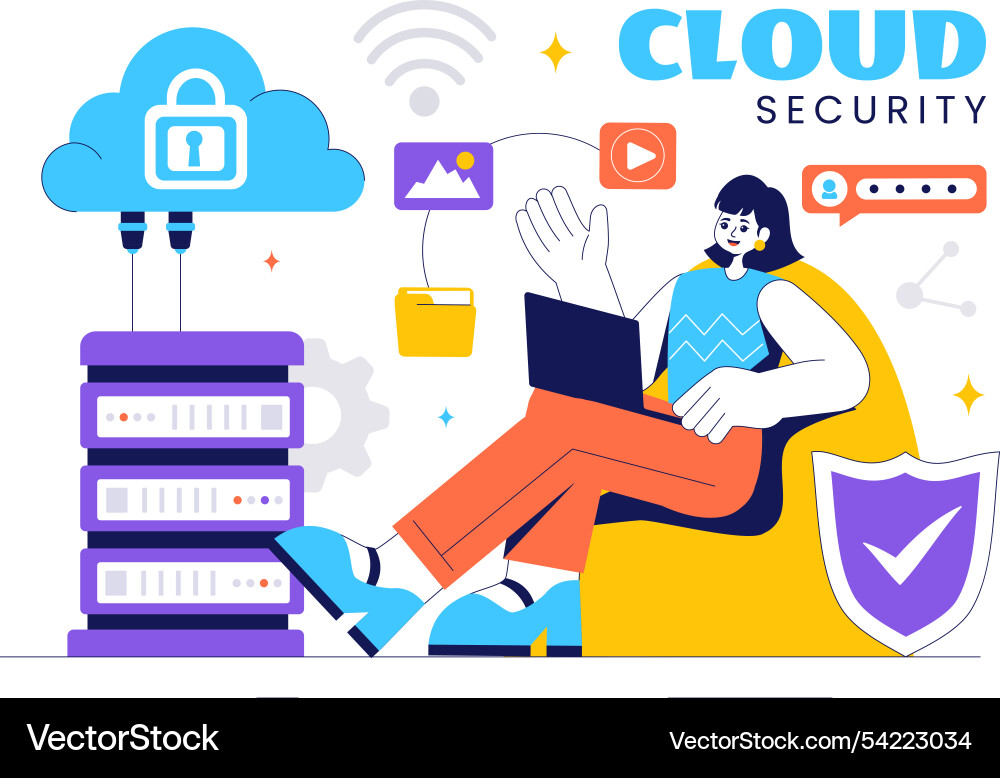Digital cloud security of safety and data vector image