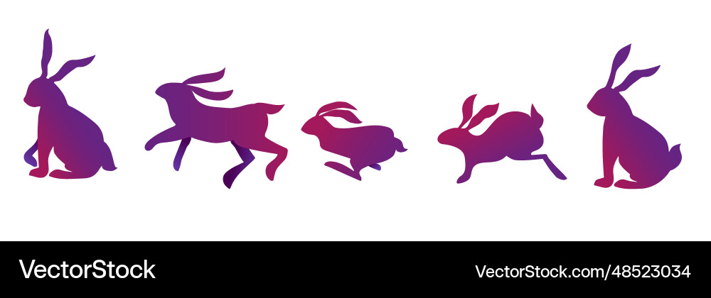 Gradient rabbits set vector image