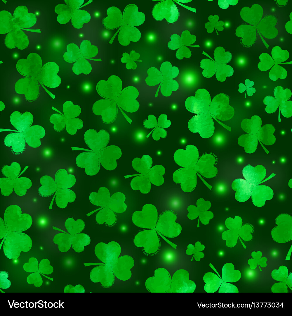 Green clovers seamless pattern Royalty Free Vector Image