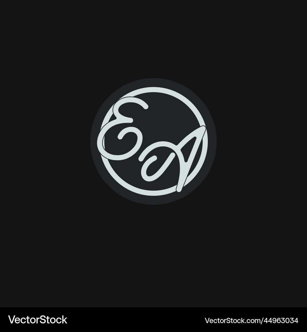 Initials ea logo monogram with simple circle line Initials ea logo monogram with simple circle line vector image