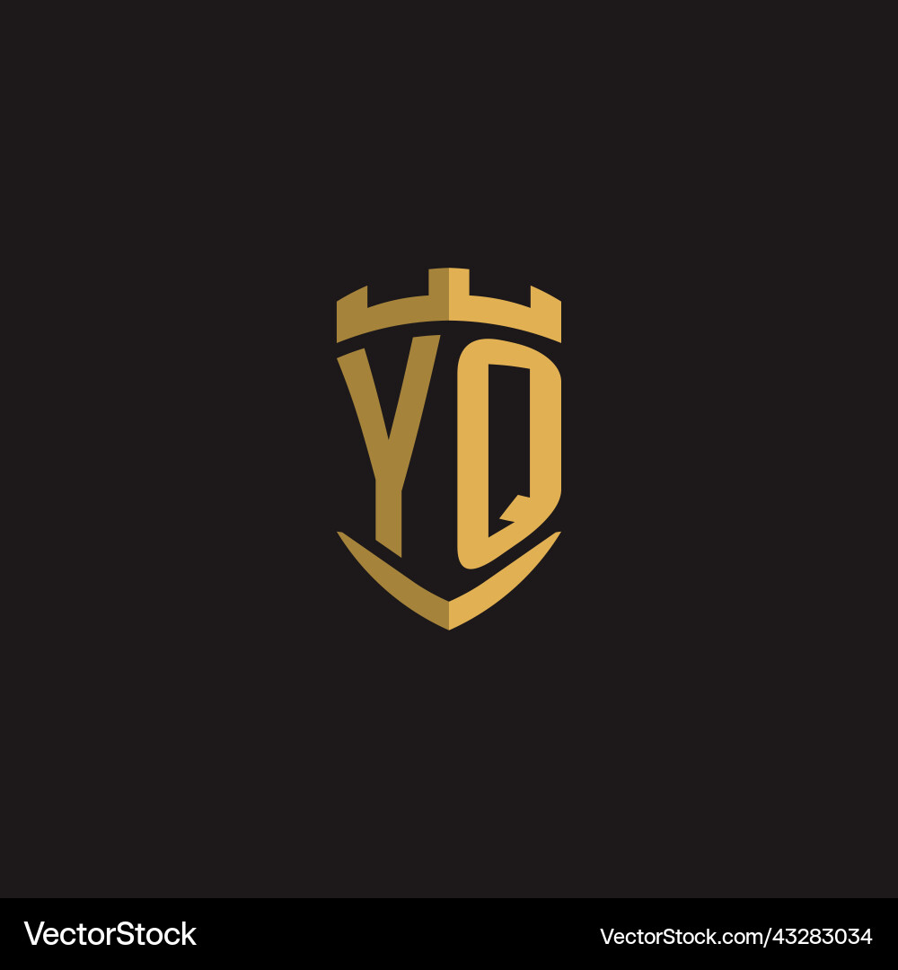 Initials yq logo monogram with shield style design Initials yq logo monogram with shield style design vector image