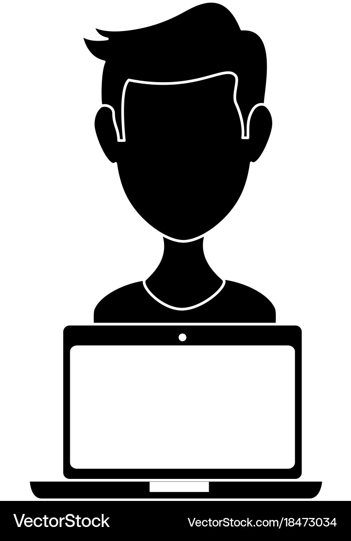 Laptop computer with user Vector Image