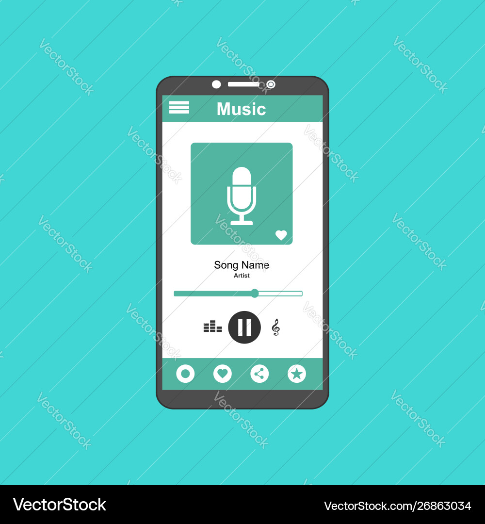 Media player application app template with flat Vector Image