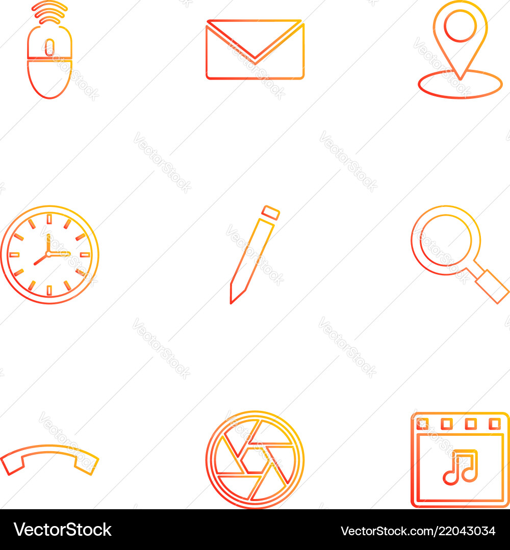 Mouse message navigation search music clock Vector Image