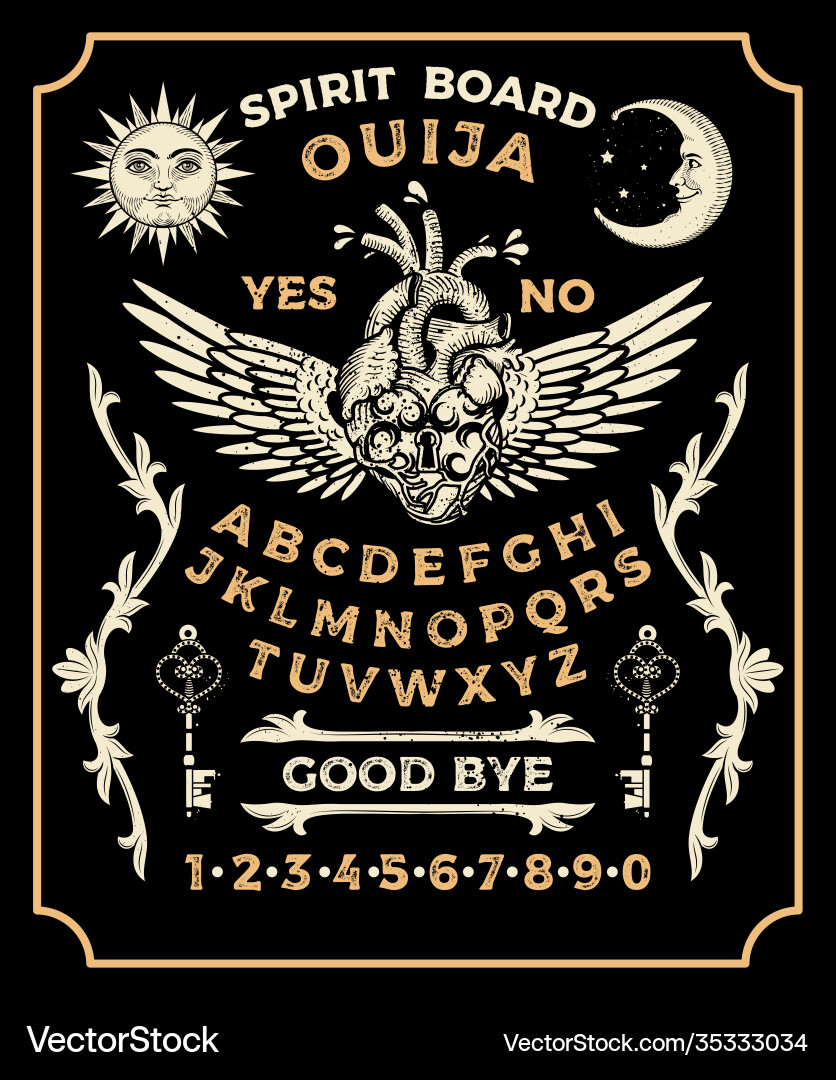 Ouija Board with Heart and Spirit Vector Image