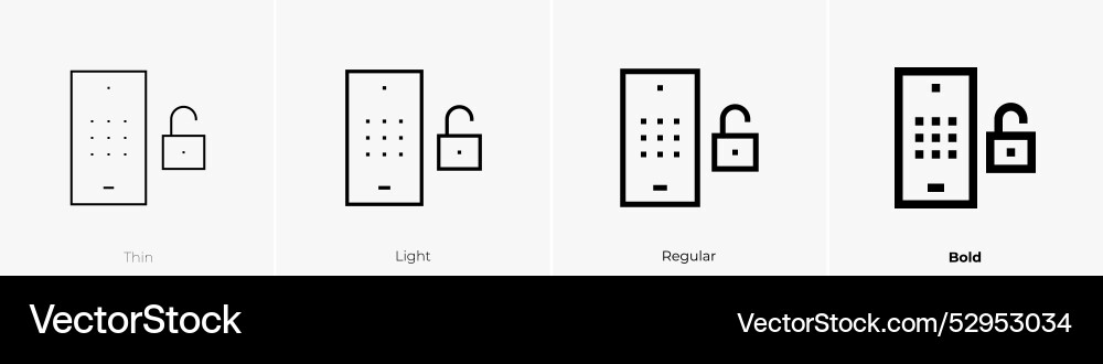 Passcode icon thin light regular and bold style Passcode icon thin light regular and bold style vector image