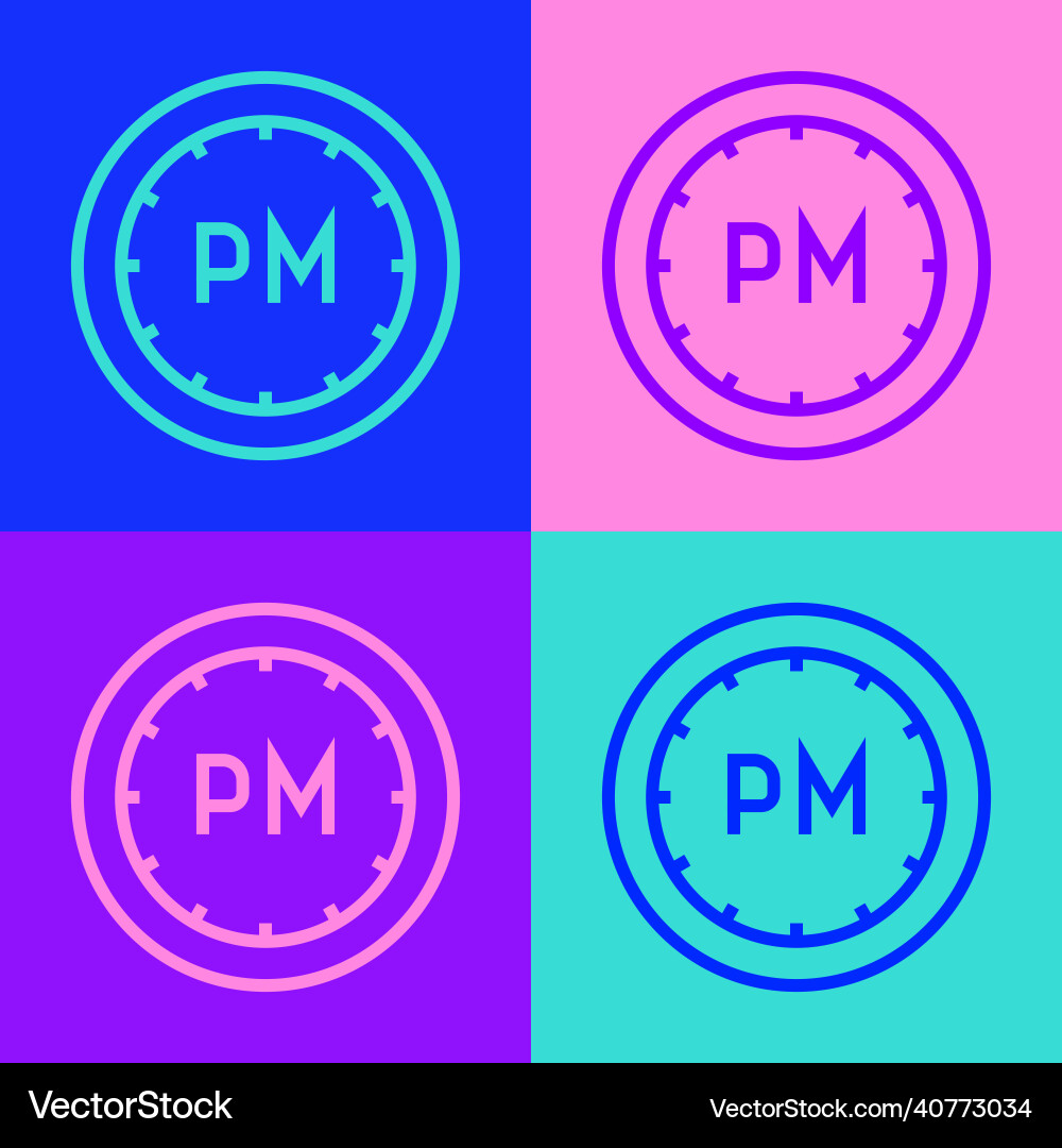 Pop art line day time icon isolated on color Pop art line day time icon isolated on color Vector Image