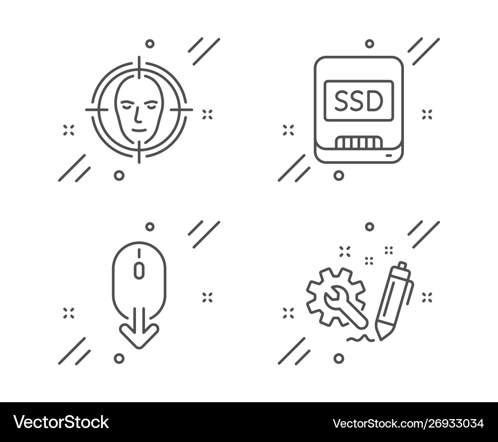 Scroll down face detect and ssd icons set Scroll down face detect and ssd icons set vector image