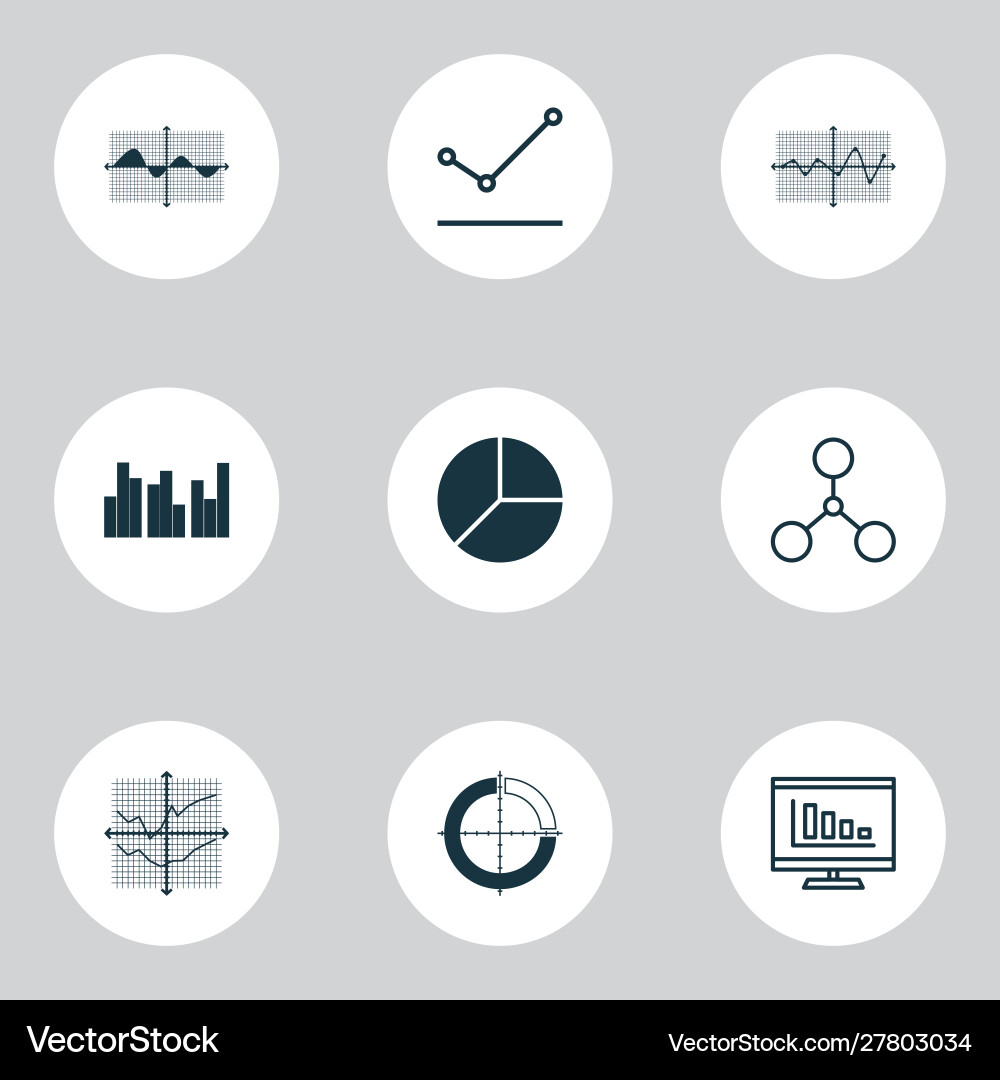 Set graphs diagrams and statistics icons Set graphs diagrams and statistics icons vector image