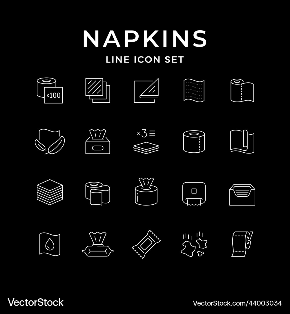 Set Liniensymbole von Servietten und Toilettenpapier Set Liniensymbole von Servietten und Toilettenpapier vektorbild