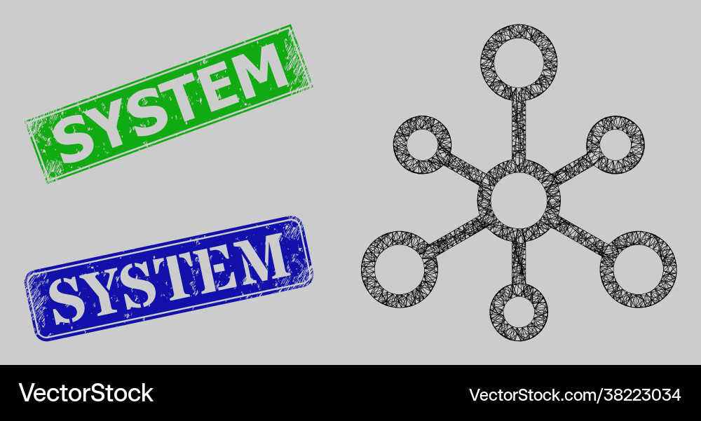 Textured system seals and hatched links web Textured system seals and hatched links web vector image