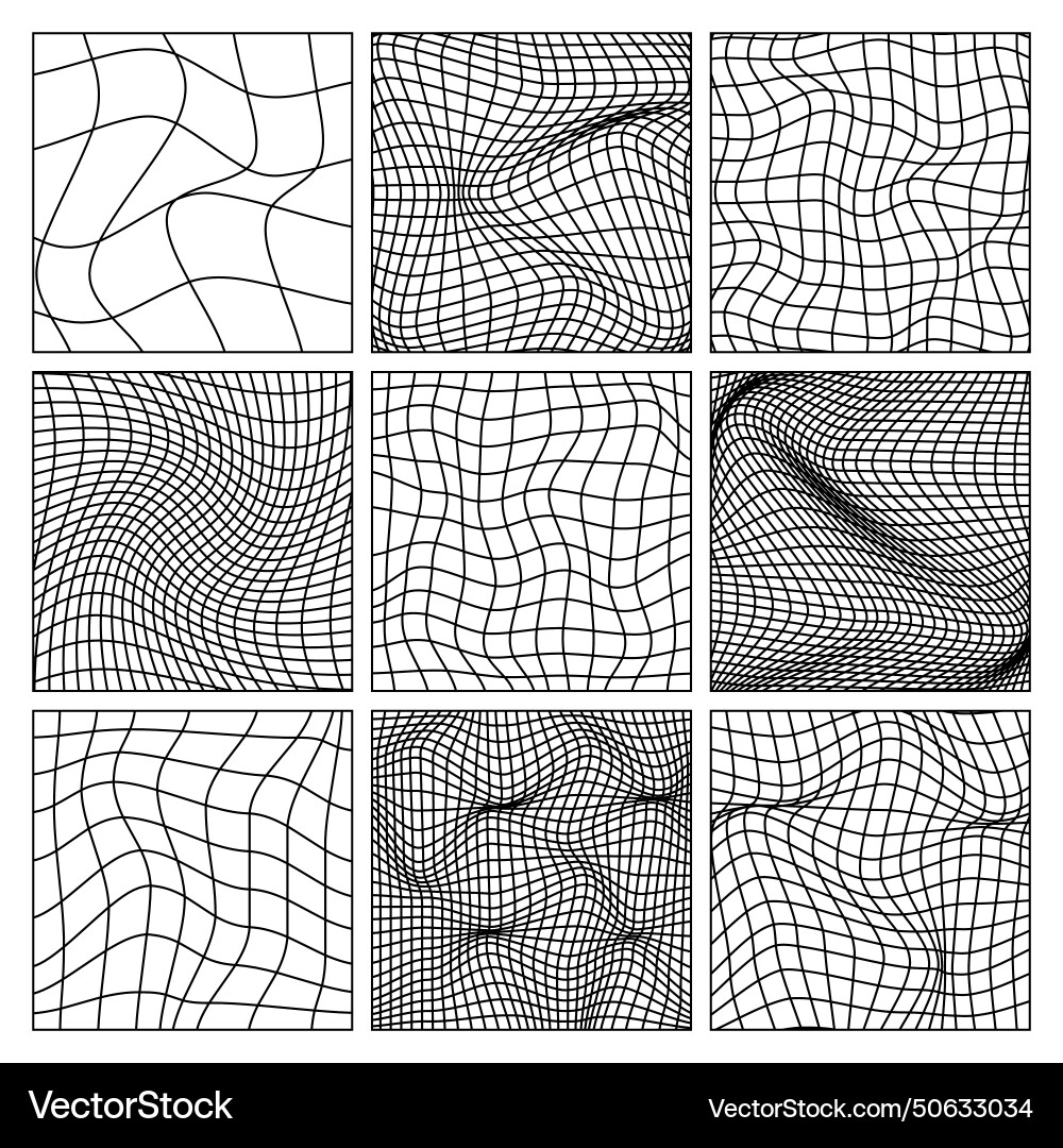 Wireframe shapes lined perspective mesh 3d grid Wireframe shapes lined perspective mesh 3d grid vector image