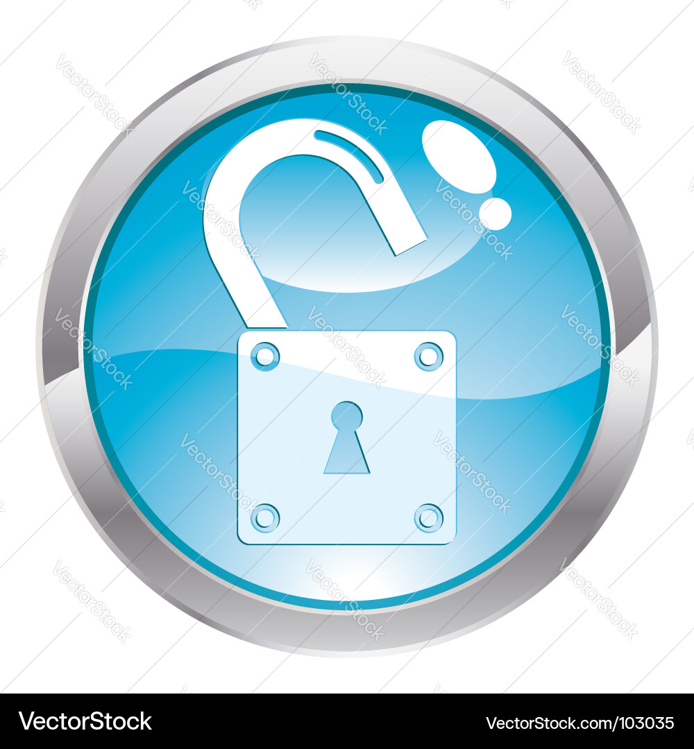 3D Lock Icon - Open Vector Image