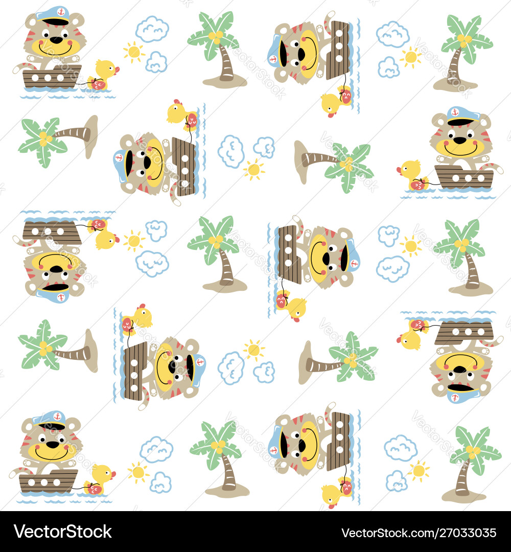 Cartoon seamless pattern with cat and duck Cartoon seamless pattern with cat and duck vector image