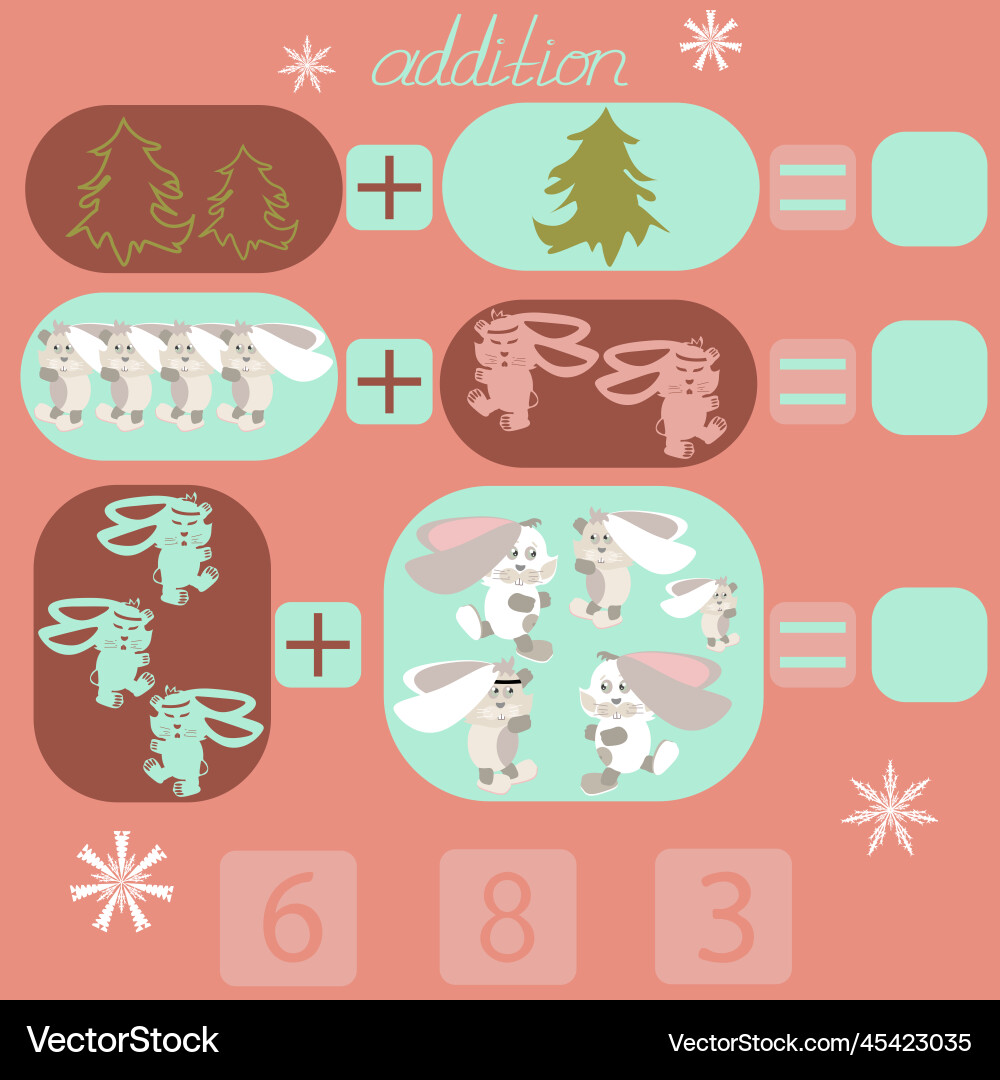 Count the rabbits in picture and put right Count the rabbits in picture and put right Vector Image