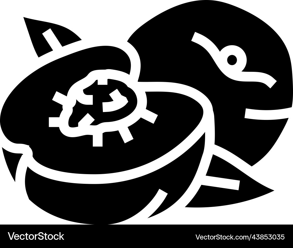 Cut nectarine glyph icon Cut nectarine glyph icon vector image