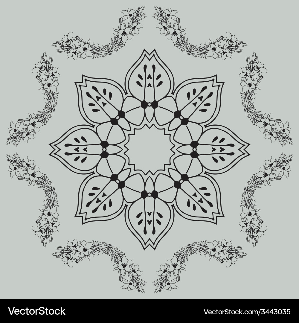 Floral Vintage Frame Vector Image