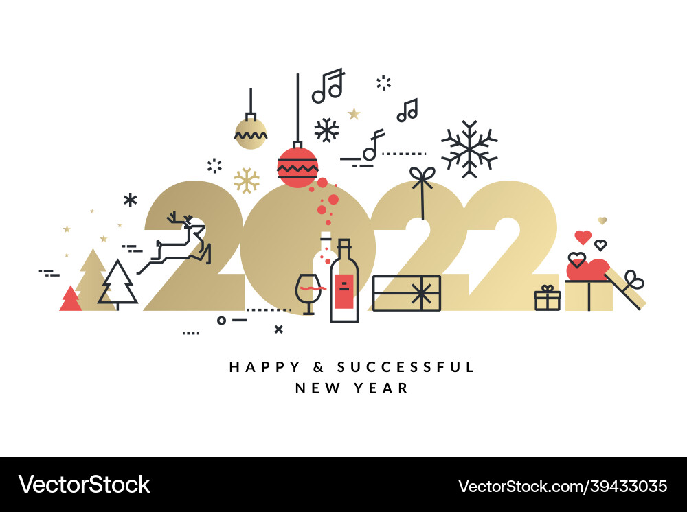 Happy new year 2022 greeting card vector image