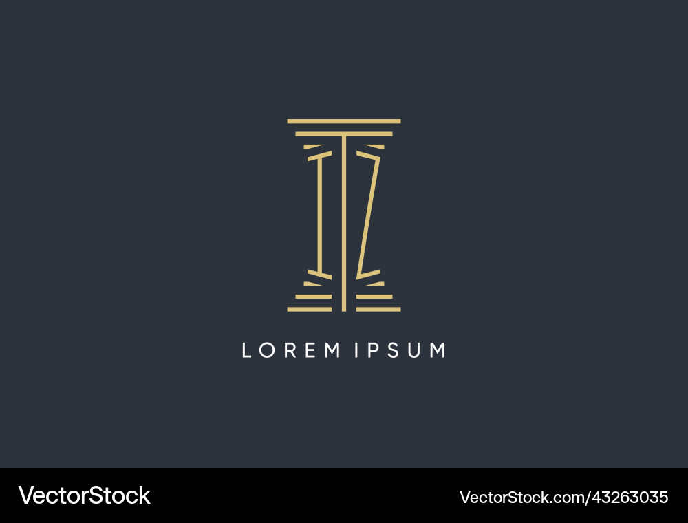 Iz initial monogram with pillar shape logo design vector image
