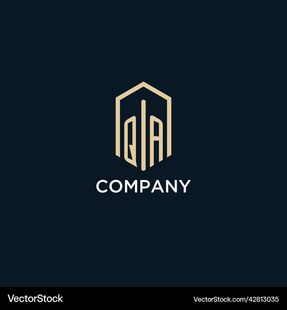 Qa initial monogram logo with hexagonal shape Qa initial monogram logo with hexagonal shape Vector Image