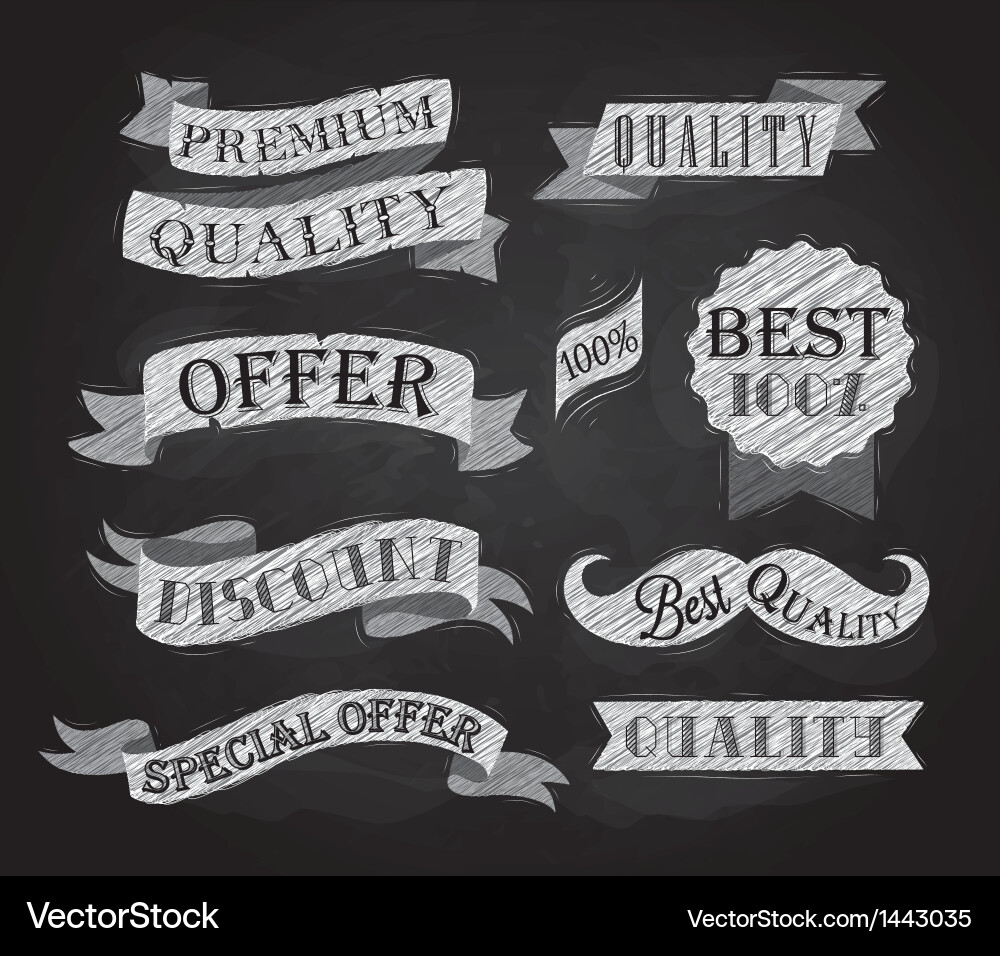 Retro Chalk Ribbons & Labels vector image