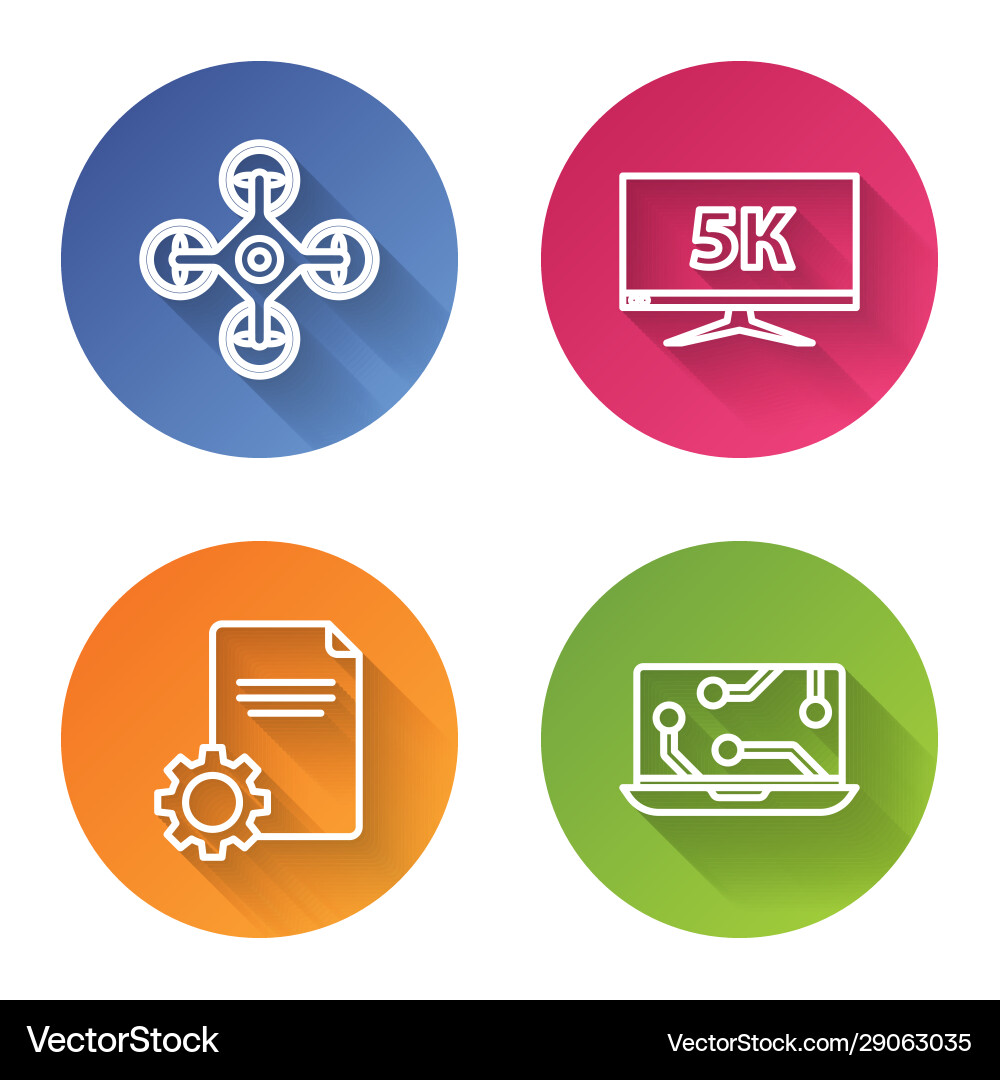 Set line drone monitor display with 5k video Set line drone monitor display with 5k video vector image