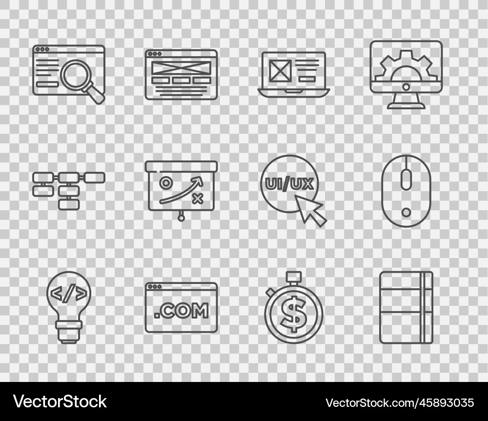 Set line front end development sketchbook Set line front end development sketchbook vector image