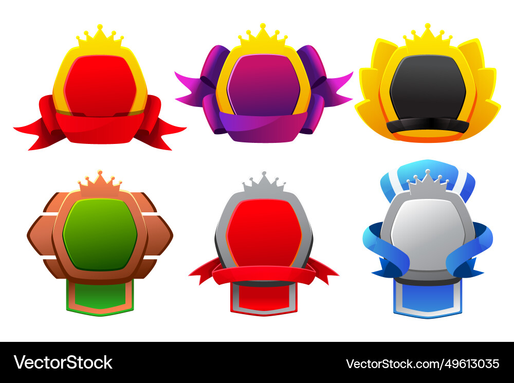 Set of game level badges empty award Set of game level badges empty award vector image