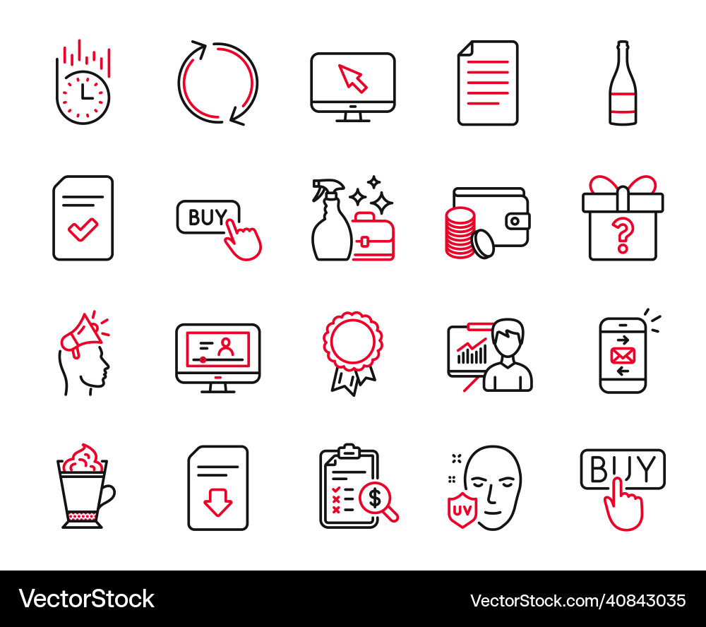 Set of line icons related to buy button vector image