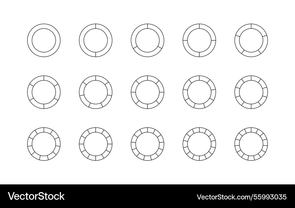 Set of round structure template with segments Set of round structure template with segments vector image