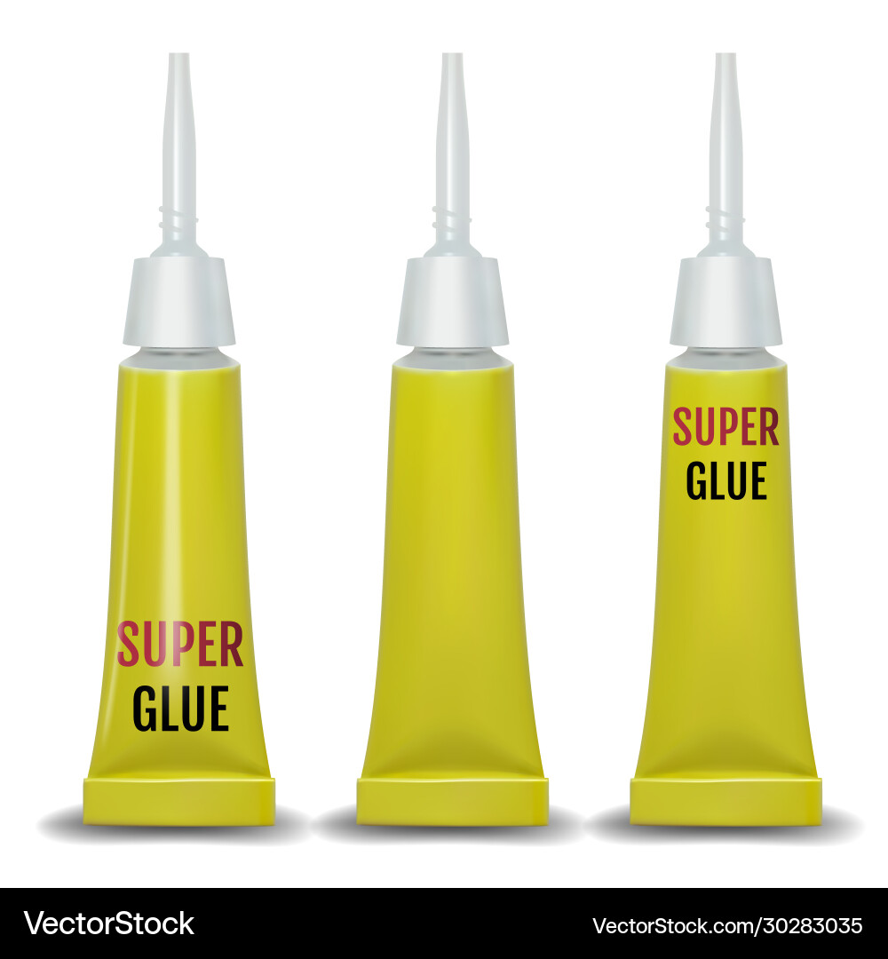 Super glue 3d realistic metallic container Super glue 3d realistic metallic container vector image