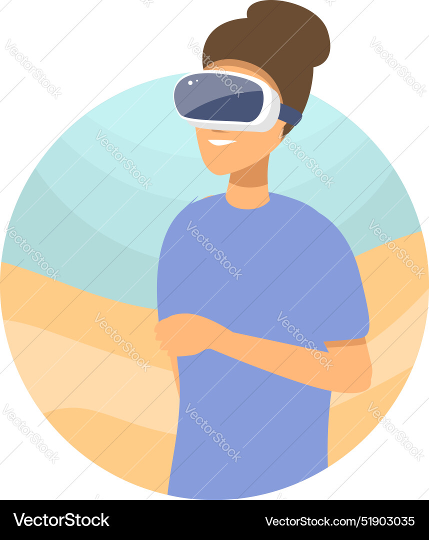 Young woman wearing vr headset experiencing Vector Image
