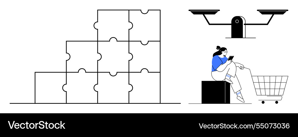 Balancing tasks and shopping with puzzle Balancing tasks and shopping with puzzle Vector Image