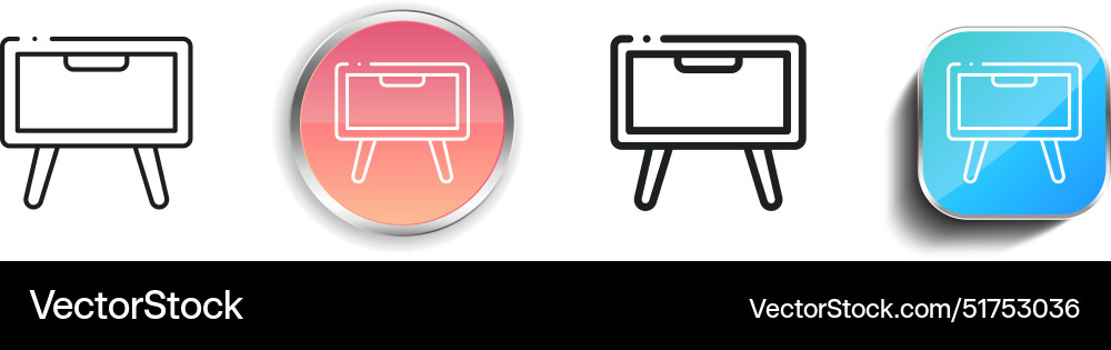 Bedside table icon thin linear regular and button Bedside table icon thin linear regular and button vector image