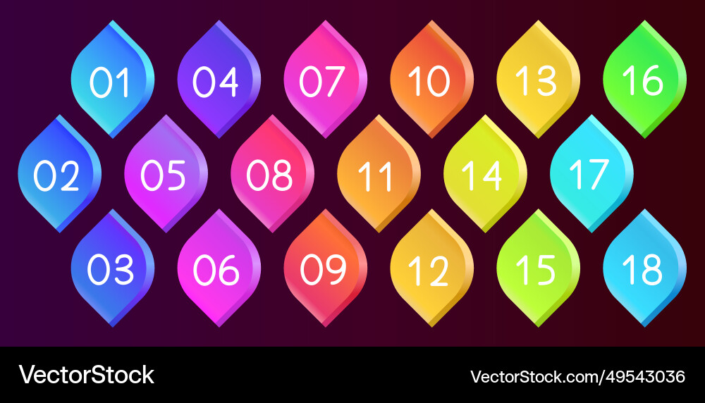 Bullet icons with numbers set Bullet icons with numbers set vector image