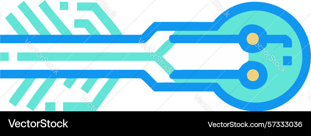 Circuit board key icon unlocking digital security vector image