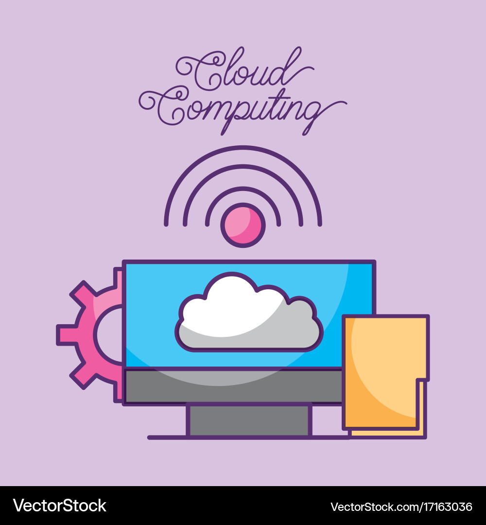 Cloud computing digital network connection vector image